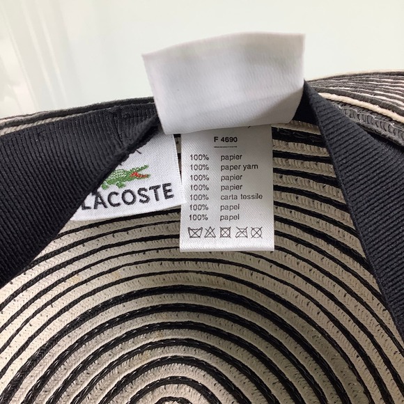 RARE Lacoste Wide Brim Paper Sun Black & Cream Hat Size OSFM EUC main image 8